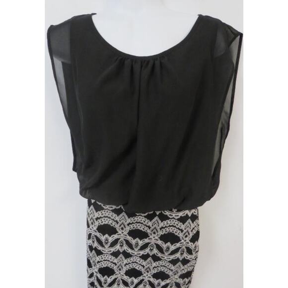 Women Silver Black High- Low lace maxi Bodycon Mermaid dress Size (S) - Picture 6 of 14